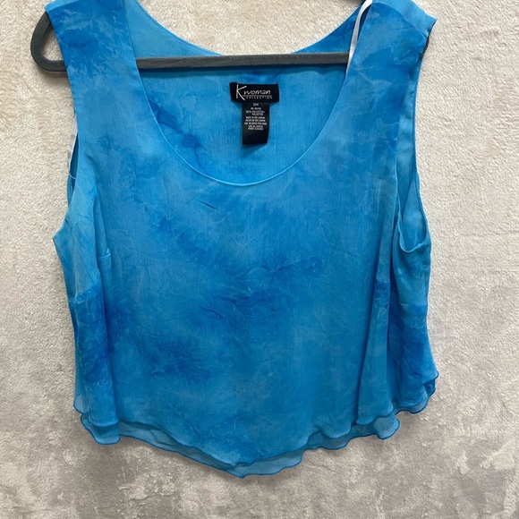 K woman blue layered chiffon tank top size 22 plus size boho hippie - Picture 3 of 5
